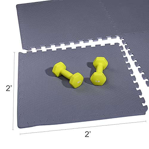 Signature Fitness Puzzle Exercise Mat EVA Foam Interlocking Tiles BFPM-01GY Gray Like New