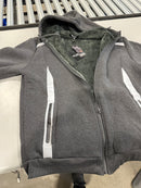 BLU ROCK SLIM FIT FAUX SHEARLING FLEECE TECH FULL ZIP HOODIE - XL - CHARCOAL - Brand New