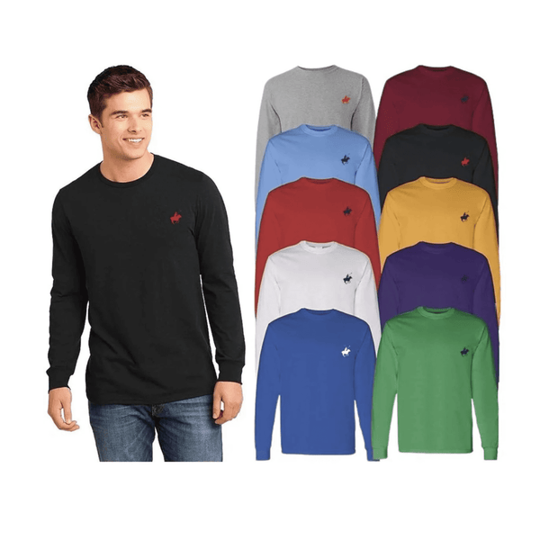 MEN'S PACIFIC POLO CLUB SHIRTS LONG SLEEVE SOFT BREATHABLE TEES - S - DARK BLUE - Brand New