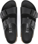 BIRKENSTOCK MEN'S ARIZONA BIRKO-FLOR TWO STRAP SLIDES/SANDALS LEATHER 11 - BLACK - Brand New