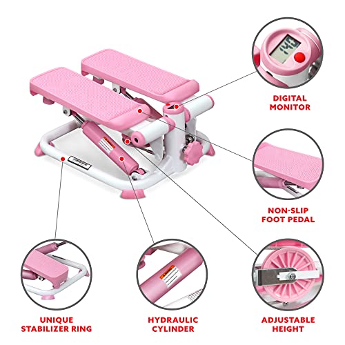 SUNNY HEALTH FITNESS MINI STEPPERS FOR EXERCISE AT HOME STAIR STEP - PINK - Like New