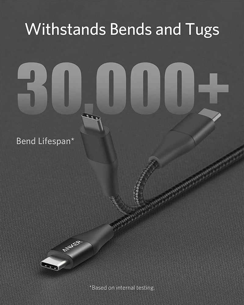 ANKER POWERLINE+ II USB C CABLE USB C TO USB C 6FT 60W - BLACK - Like New