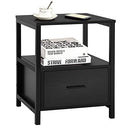 VECELO Nightstand with Drawer Open Shelf Modern Square End Side Table - Black - Brand New