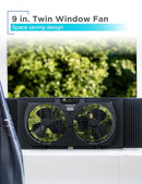 BLACK+DECKER 9" DUAL WINDOW FAN WITH 2 SPEED SETTINGS, BFW9MB, BLACK - BLACK - Like New