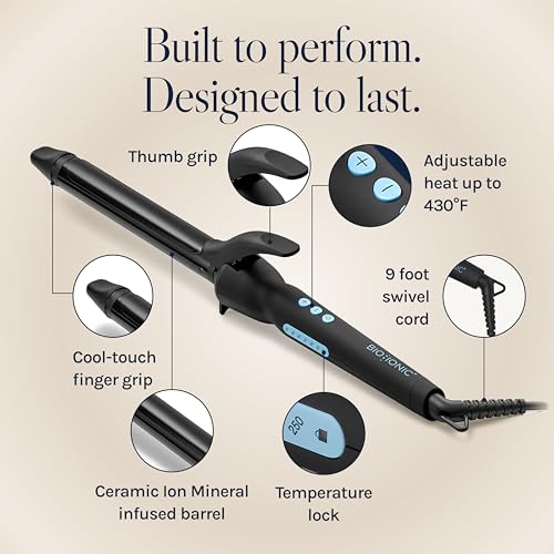 BIO IONIC LONG BARREL STYLER CURLING IRON MOISTURE HEAT TECHNOLOGY 1" - BLACK - Like New