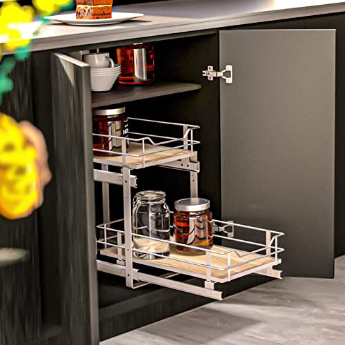 Home Zone Living Pull Out Kitchen Cabinet Organizer with 2 Tiers of Storage - Like New