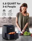 MILIN AIR FRYER 1700W XL with 100 RECIPES COOKBOOK, 5.8 QT ML9AF0010 - Black Like New