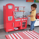 KIDKRAFT VINTAGE WOODEN PLAY KITCHEN WITH STAINLESS STEEL LOO TRIM - RED - Brand New