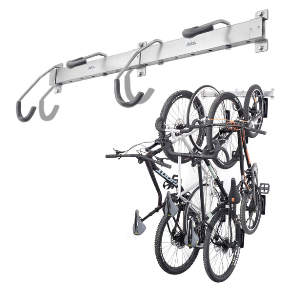 DELTA HEAVY DUTY TRACK RACK WALL MOUNT BIKE RACK 4-BIKE WM4000 - SLIVER - Like New