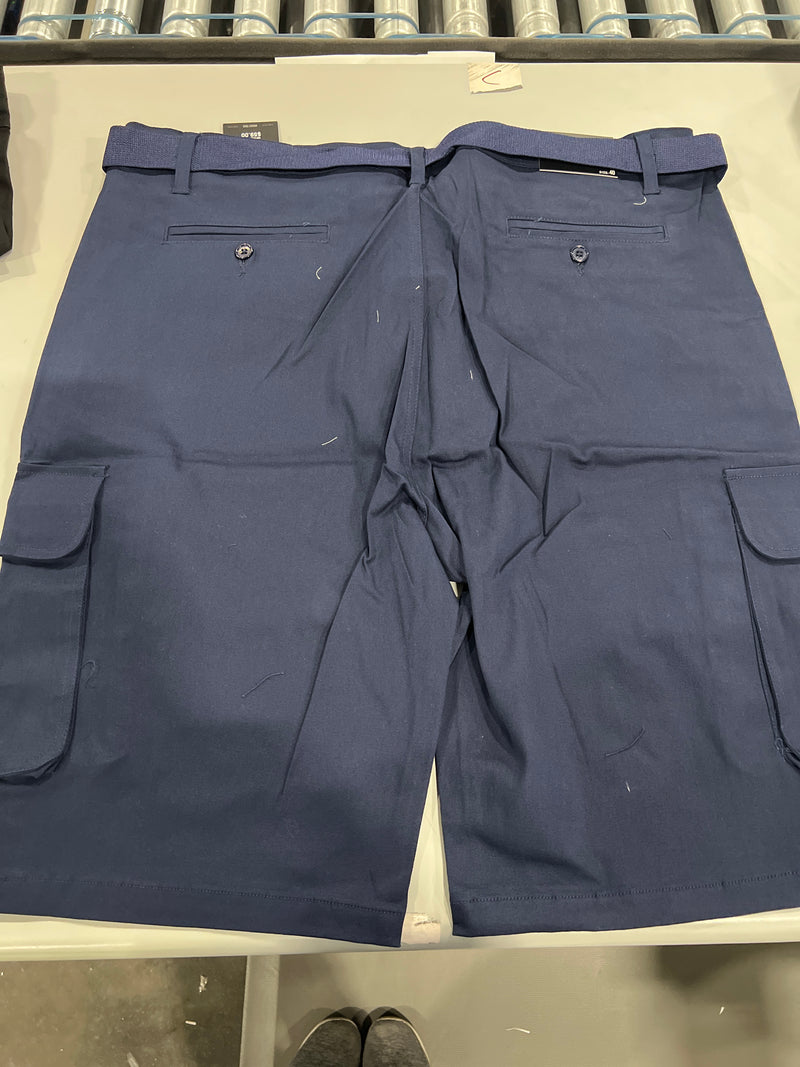 RUGGED TRAIL MEN'S SLIM FIT STRETCH BELTED CARGO SHORTS - SIZE: MEN 40 - NAVY - Brand New