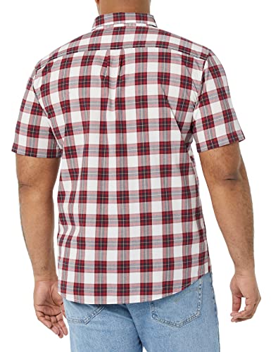 AMAZON ESSENTIALS MEN'S SLIM-FIT POPLIN SHIRT - SIZE: MEN M - RED CHECKED - Brand New