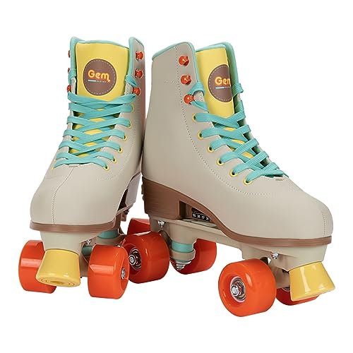 GEM SKATES QUAD ROLLER SKATES SIZE 3-6 CREAM - Brand New