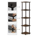 FURINNO TURN-N-TUBE CORNER SHELF 5 TIER CORNER BOOKSHELF 99811 - WALNUT - Like New