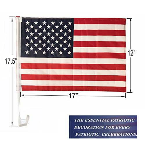 JULYSGIFT US AMERICAN PATRIOTIC CAR WINDOW CLIP FLAG 17" X 12" - 12 COUNT - Like New