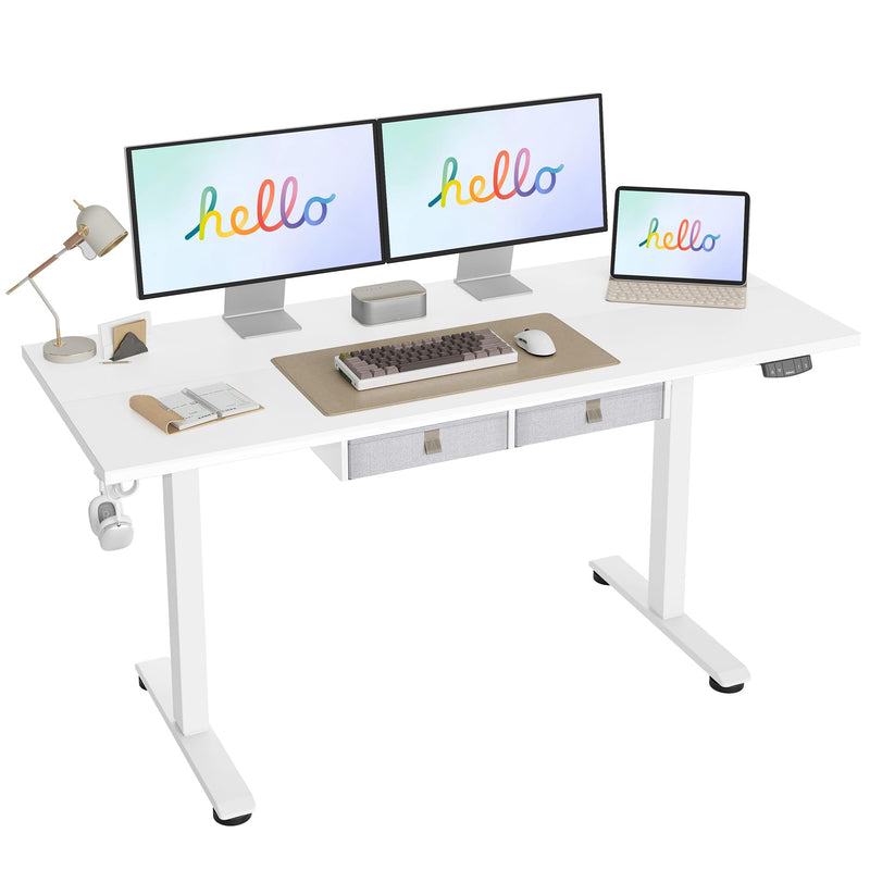 AGILESTIC STANDING DESK, 63 X 24 INCHES SIT STAND UP COMPUTER TABLE, WHITE - Like New