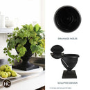 The HC Companies 18 Inch Tall Olympia Urn, Lightweight Plant Pot - Black - Brand New