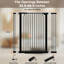 40.55" Extra Tall Baby Gate for Doorways, 32.6-40.5" Wide W385 - BLACK - Like New