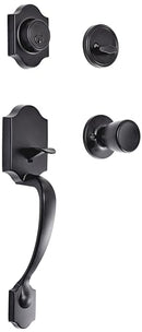 AMAZON BASICS FRONT DOOR LOCK SET HANDLESET TULIP KNOB ZIA54910 - MATTE BLACK - Like New