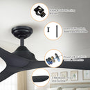 PARROT UNCLE 56" MODERN DC MOTOR DOWNROD MOUNT REVERSIBLE CEILING FAN - BLACK - Like New