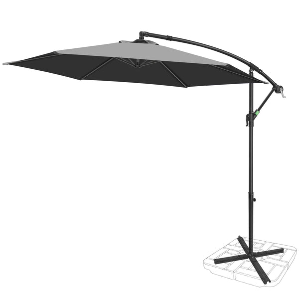 FRUITEAM 10FT PATIO OFFSET CANTILEVER UMBRELLA CRANK - GRAY - Like New