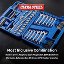 Ultra Steel 113PC Professional Mechanic Tool Set, Ratchet, Sockets, UA50051A-1 - Like New