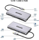 QGeeM 12in1 USB C Hub Laptop Docking Station Dual Monitor Triple Display HC1203 Like New