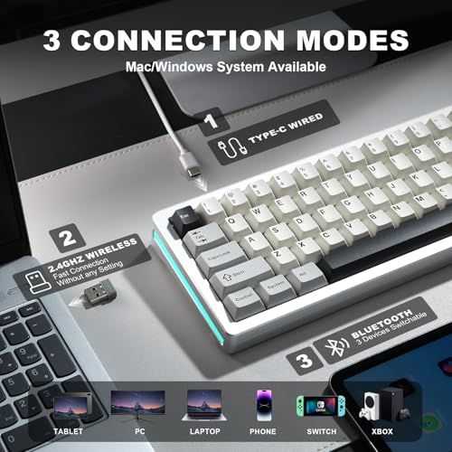 YUNZII AL71 75% MECHANICAL KEYBOARD,WIRELESS BT5.0/USB-C WIRED,MK071E-10 - Like New