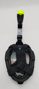 GENERIC DIVING MASK ANTI FOG FULL FACE SNORKEL MASK DRY - L/XL - BLACK/GREEN - Like New