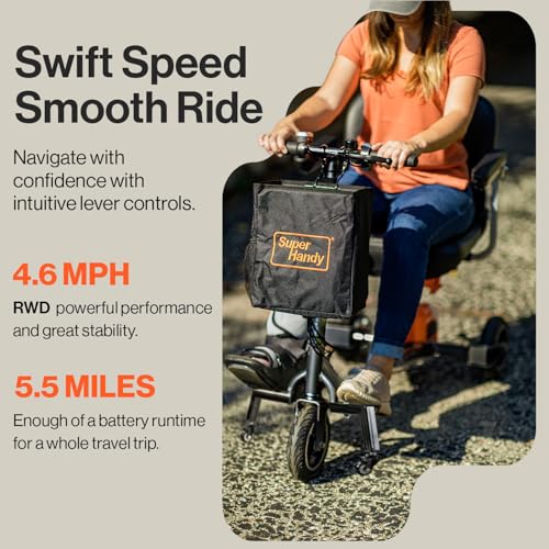 SuperHandy 3 Wheel Folding Mobility Scooter GUT140-2BAT - White Frame, Orange - Like New