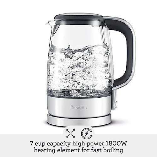 BREVILLE CRYSTAL CLEAR ELECTRIC KETTLE GLASS PROGRAMMABLE BKE595XL - SILVER - Like New
