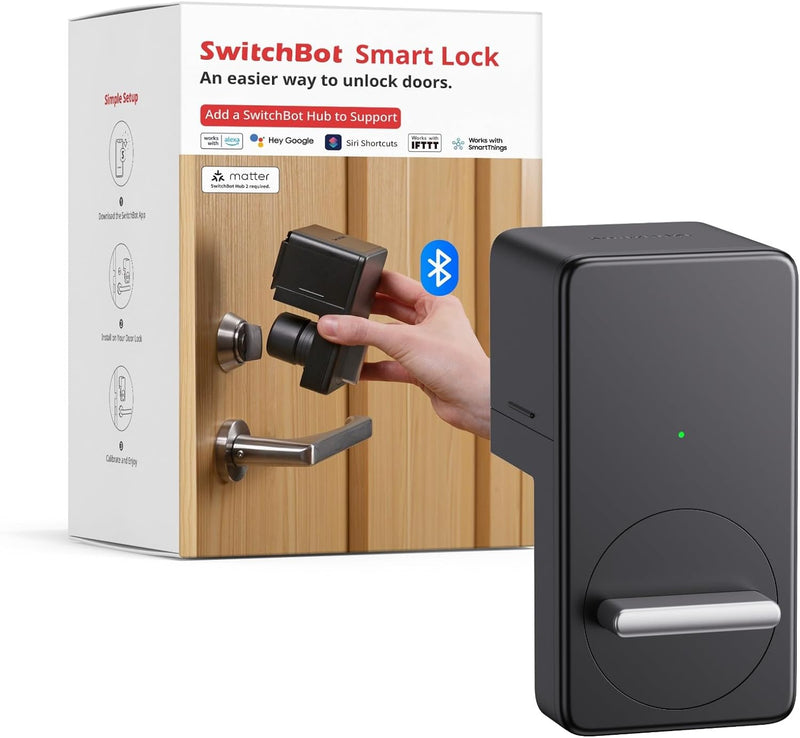 SwitchBot Smart Lock Bluetooth Electronic Deadbolt Keyless Entry - Black Like New