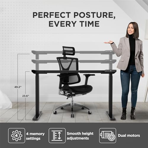 UNCAGED ERGONOMICS Rise Up Standing Desk Legs Dual Motor Frame RUBBER - BLACK - Like New