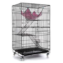 AVEEN 3-Tier Small Cat Cage Playpen 2 Front Doors & Free Hammock - Black - Like New