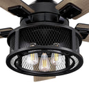 PARROT UNCLE 52" LUCKNOW INDUSTRIAL BLACK REVERSIBLE CEILING FAN WITH LIGHTING - Like New
