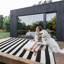 Strickland Home Outdoor Rug 6 x9 ft, Plastic Rug for Patio, Black & White - Brand New