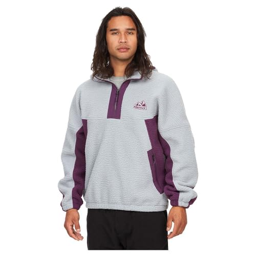 MARMOT MEN'S SUPER AROS FLEECE HOODY JACKET - SIZE: MEDIUM - SLEET/PURPLE - Brand New