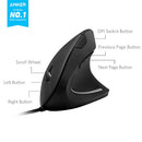ANAY USB WIRED VERTICAL MOUSE ERGONOMIC DESIGN 5 BUTTONS DPI A7851 - BLACK - Like New