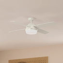 Hunter 52" Outdoor, Indoor Ceiling Fan with LED Light, 4 Blades, 59252 - White - Like New