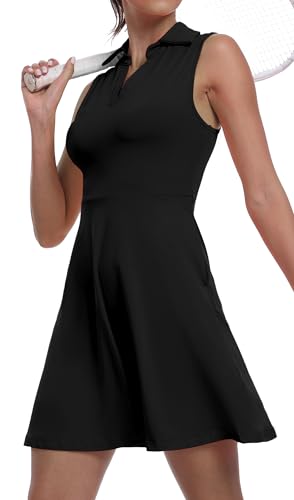 GGOV Womens Two Piece Tennis Golf Dress UPF 50+ Athletic Wear - Size L - Black - Brand New