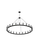 Sdorens Wagon Wheel Chandelier 24-Light 54 Inch - Black Frame/ Black Lamp Cap - Brand New