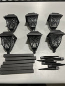 GENERIC SOLAR POWERED OUTDOOR GARDEN LIGHT WARM WHITE - BLACK - 6 PACK - Like New