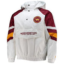 STARTER Men's White/Burgundy Washington Raglan Half-Snap Hoodie Jacket 2XL - Brand New