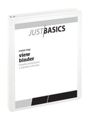JUST BASICS BASIC ROUND-RING VIEW BINDER - 1" RINGS - WHITE - Like New