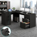WINAZ BLACK L SHAPED OFFICE DESK WITH LOCKABLE DRAWERS 66 INCH WOOD - BLACK - Like New