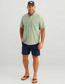 H1500214 HUK MENS NEXT LEVEL SOLID SLEEVE FISHING BUTTON M FOG GREEN - Brand New