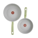T-FAL RECYCLED CERAMIC NON STICK FRY PAN SET 2 PIECE, C581S264 - GREEN - Like New
