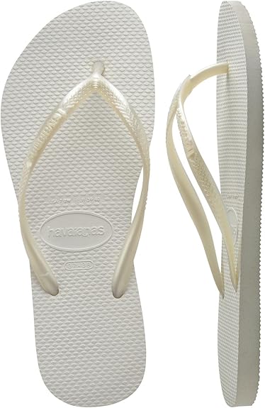 HAVAIANAS WOMEN'S SLIM WONDER WOMAN FLIP FLOP SANDAL - SIZE: WOMEN 6 - WHITE - Like New