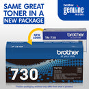 BROTHER® GENUINE TN730 BLACK TONER CARTRIDGE, STANDARD YIELD, SINGLE PACK - Brand New