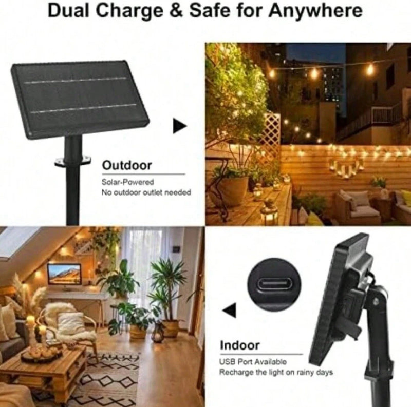 YESCOM 11SSL005-50FT-06 48FT. 15 LED SOLAR STRING LIGHT KIT WARM WHITE - Like New