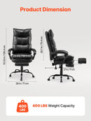 VEVOR EXECUTIVE OFFICE CHAIR HIGH BACK CHAIR WITH FOOTREST LUMBAR PILLOW - BLACK - Like New